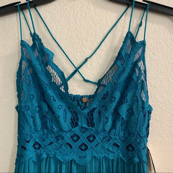 NWT Free People Adella Maxi Slip Dress in Teal Jewel Blue - Picture 8 of 12